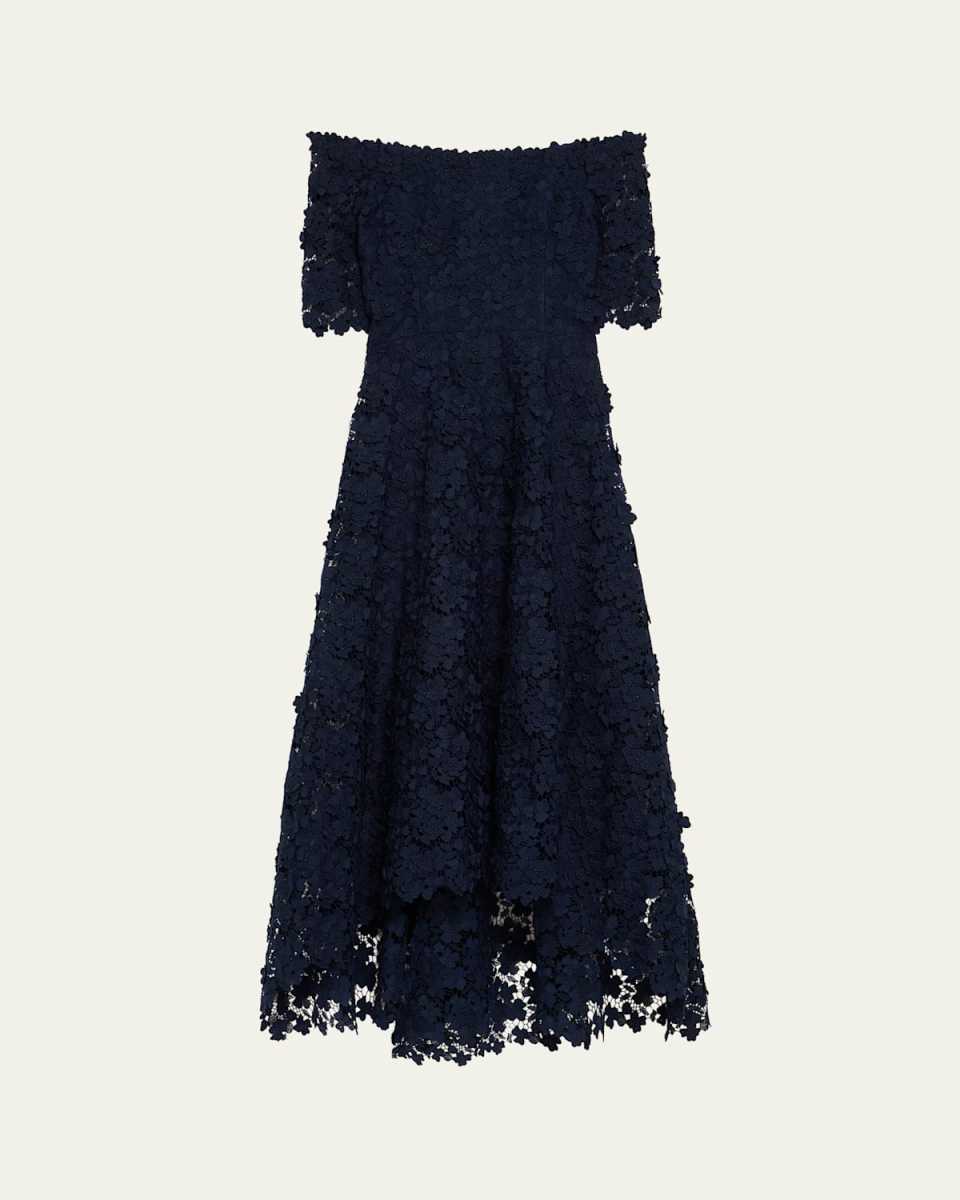 High-Low Floral Lace Maxi Dress